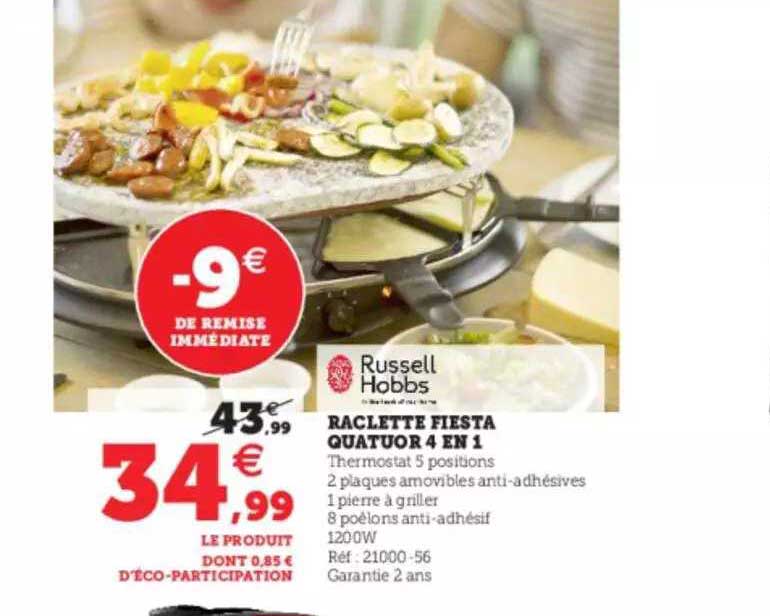 raclette fiesta quatuor 4 en 1 russell hobbs