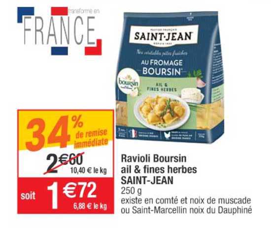 ravioli boursin ail & fines herbes saint-jean