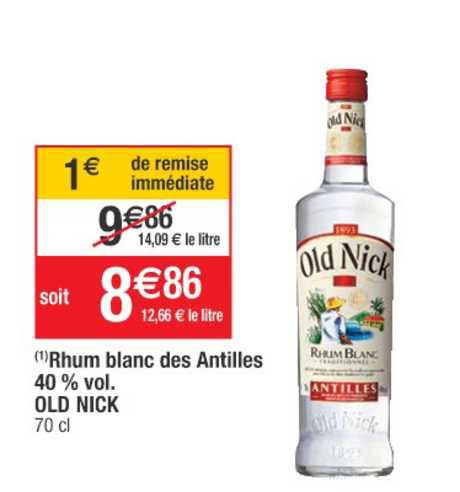 rhum blanc des antilles 40% vol. old nick