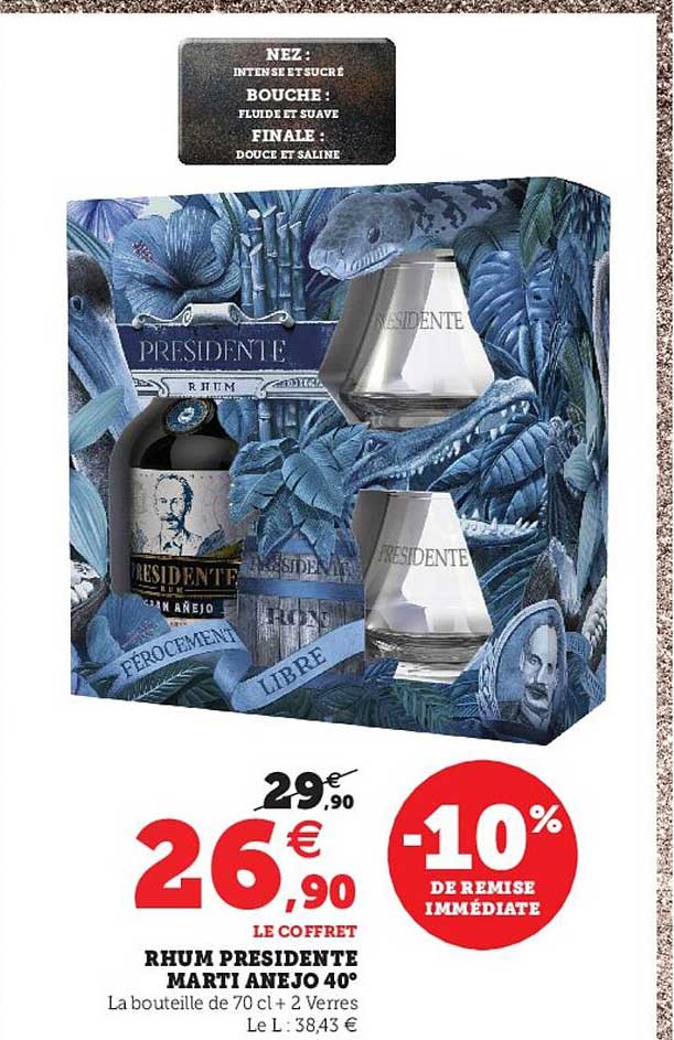 rhum présidente marti anejo 40°