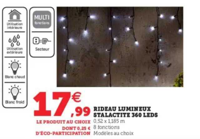 rideau lumineux stalactite 360 leds