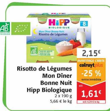 risotto de légumes mon dîner bonne nuit hipp biologique