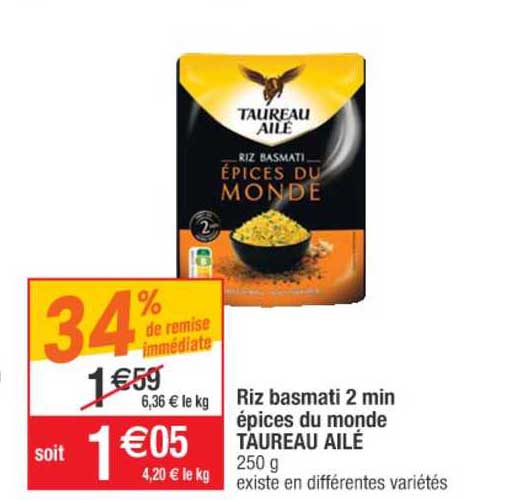 riz basmati 2 min épices du monde taureau ailé