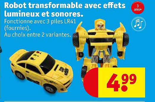 robot transformable avec effets lumineux et sonores