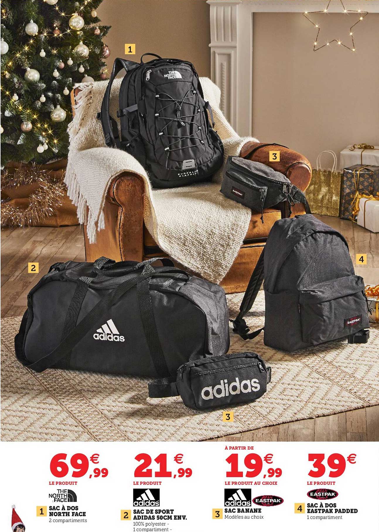 sac à dos north face, sac de sport adidas 50 cm env., sac banane, sac à dos eastpak padded