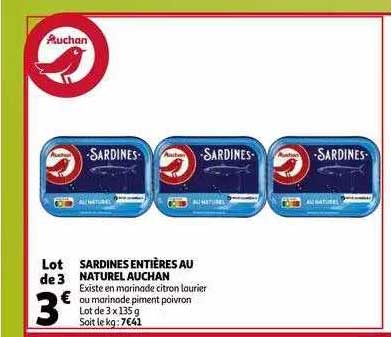 Sardines Entières Au Naturel Auchan