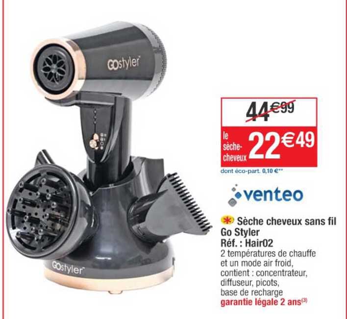Sèche Cheveux Sans Fil Go Styler Venteo