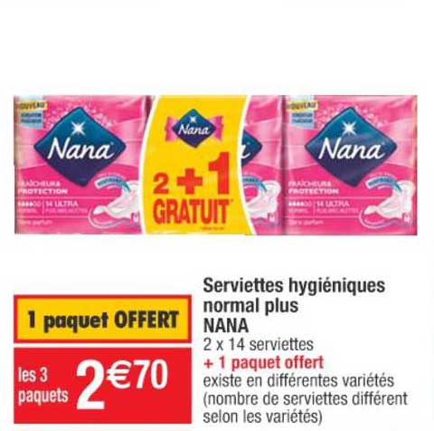 serviettes hygiéniques normal plus nana