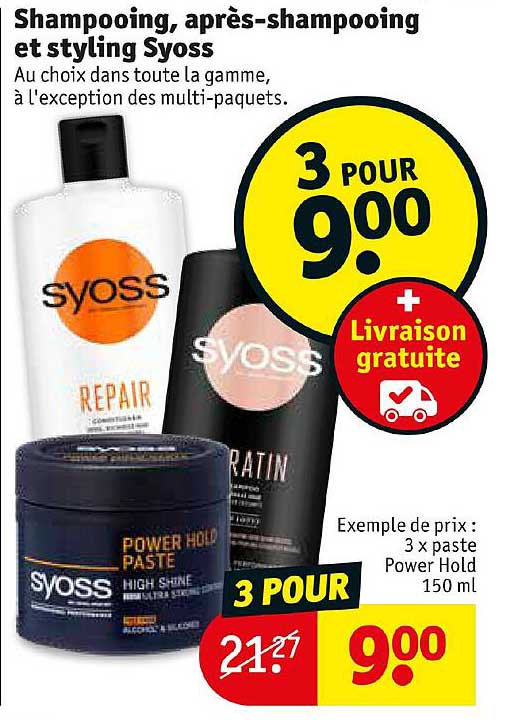 shampooing, après-shampooing et styling syoss