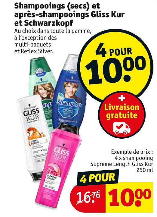 shampooings (secs) et après-shampooings gliss kur et schwarzkopf