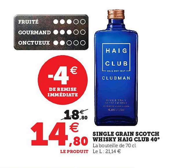 single grain scotch whisky haig club 40°