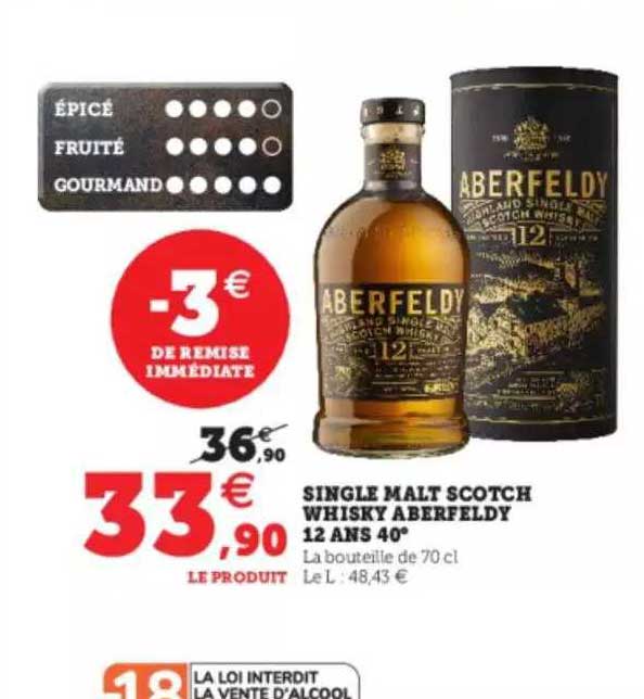 single malt scotch whisky aberfeldy 12 ans 40°
