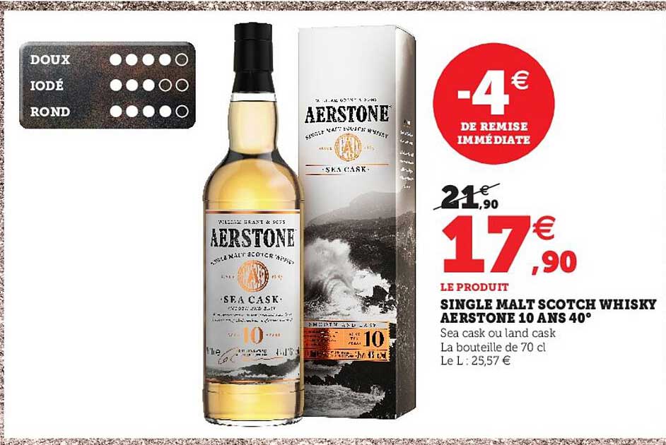 single malt scotch whisky aerstone 10 ans 40°