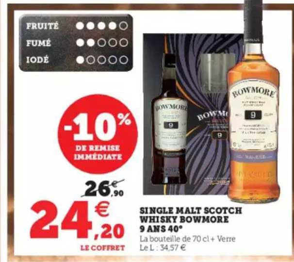 single malt scotch whisky bowmore 9 ans 40°