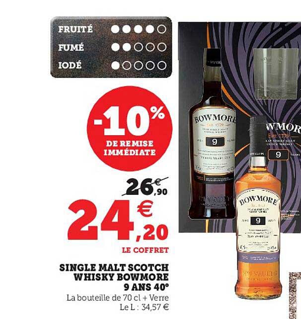 single malt scotch whisky bowmore 9 ans 40°