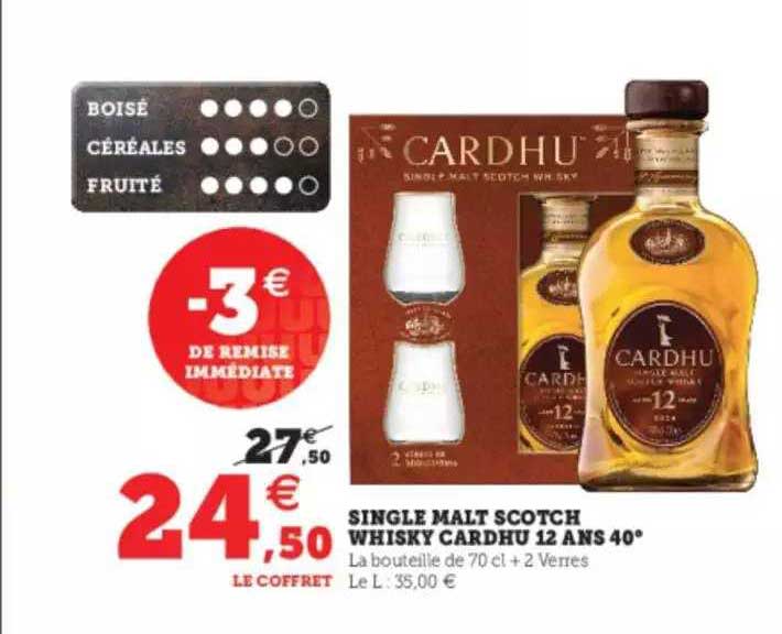 single malt scotch whisky cardhu 12 ans 40°