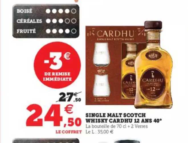 single malt scotch whisky cardhu 12 ans 40°