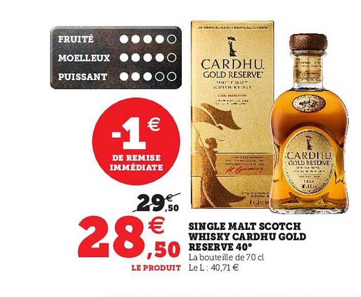 single malt scotch whisky cardhu gold reserve 40°
