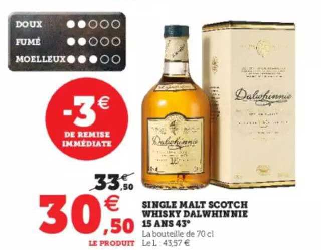 single malt scotch whisky dalwhinnie 15 ans 43°