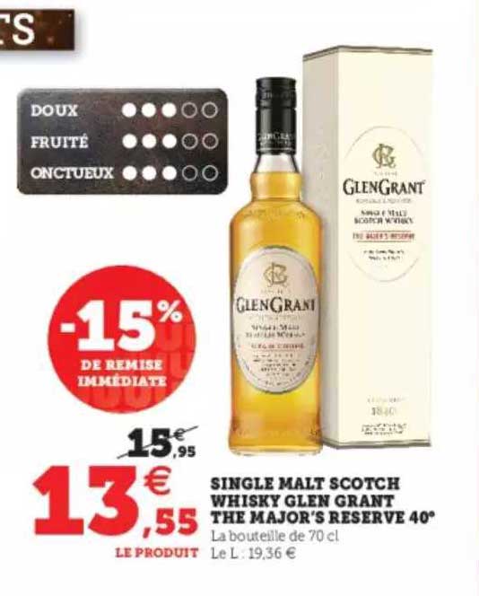 single malt scotch whisky glen grant the major's réserve 40°