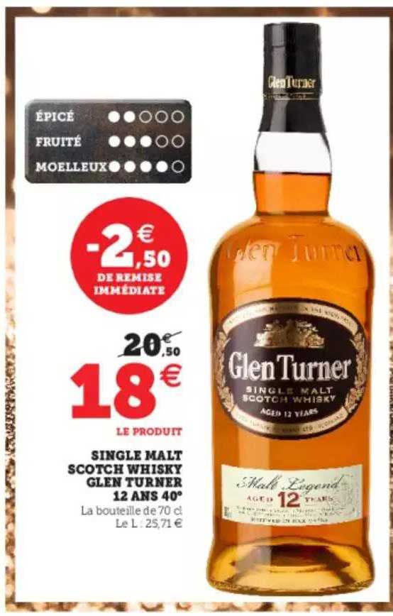 single malt scotch whisky glen turner 12 ans 40°