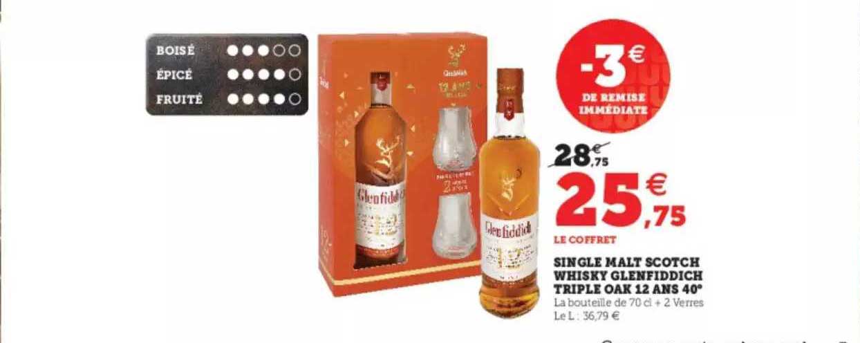 Single Malt Scotch Whisky Glenfiddich Triple Oak 12 Ans 40°
