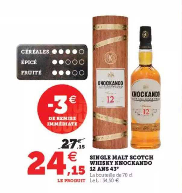 single malt scotch whisky knockando 12 ans 43°