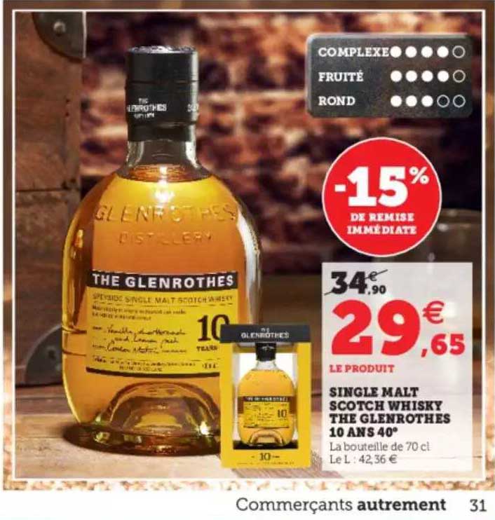 single malt scotch whisky the glenrothes 10 ans 40°
