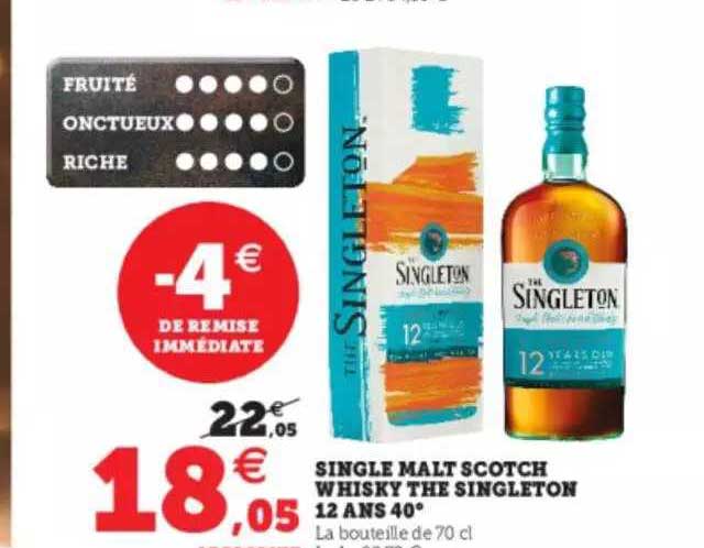 single malt scotch whisky the singleton 12 ans 40°