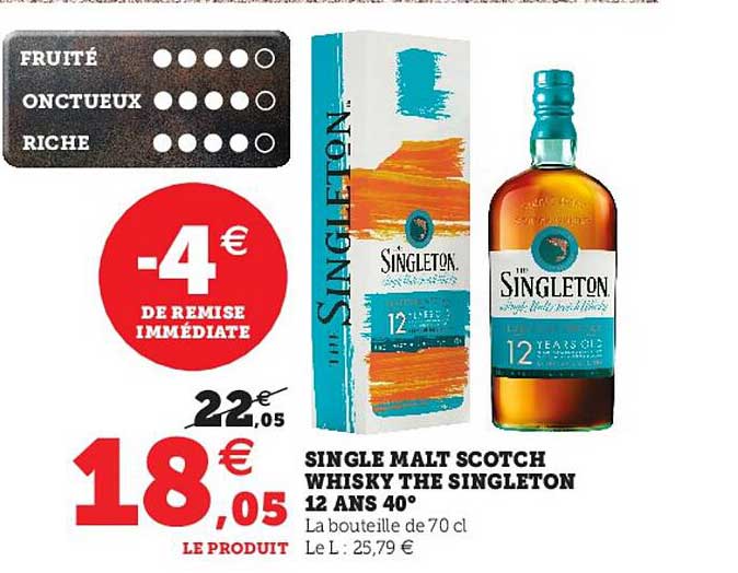 single malte scotch whisky the singleton 12 ans 40°