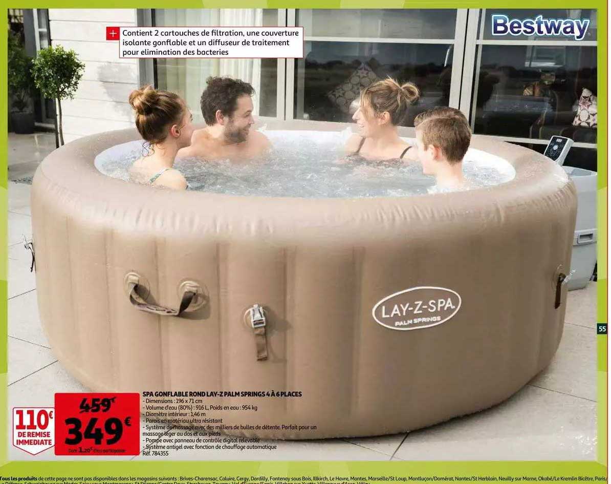spa gonflable rond lay-z palm springs 4 à 6 places