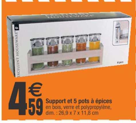 support et 5 pots à épices