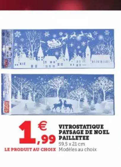 vitrostatique paysage de noël pailletée