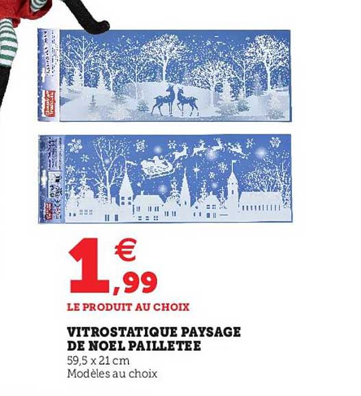 vitrostatique paysan de noël pailletée