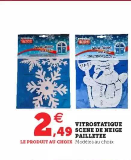 vitrostatique scène de neige pailletée