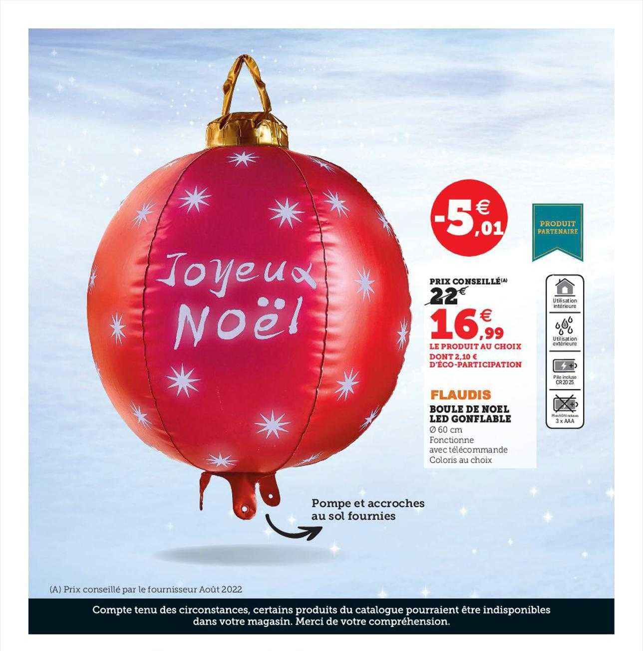 Boule De Noël Led Gonflable Flaudis