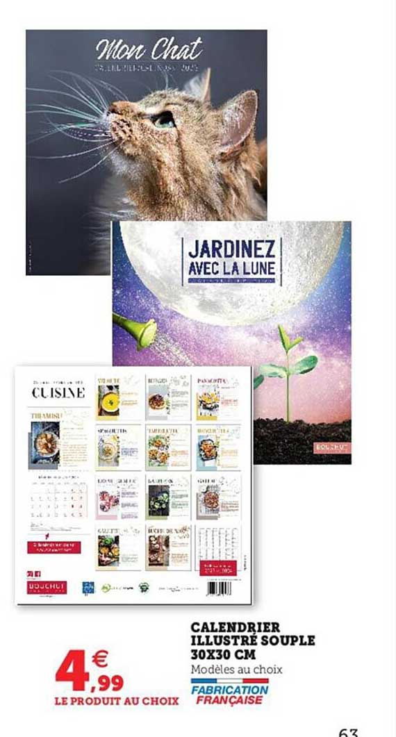 calendrier illustré souple 30x30 cm