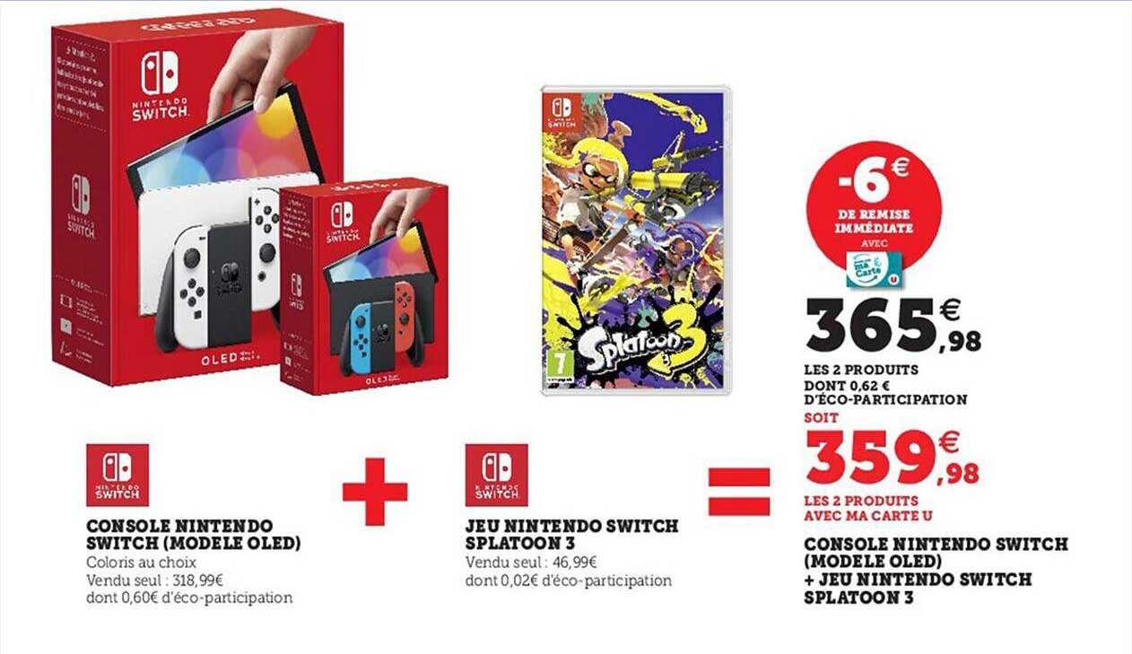 console nintendo switch (modèle oled) + jeu nintendo switch splatoon 3