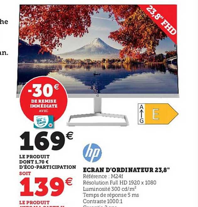 écran d'ordinateur 23,8" hp