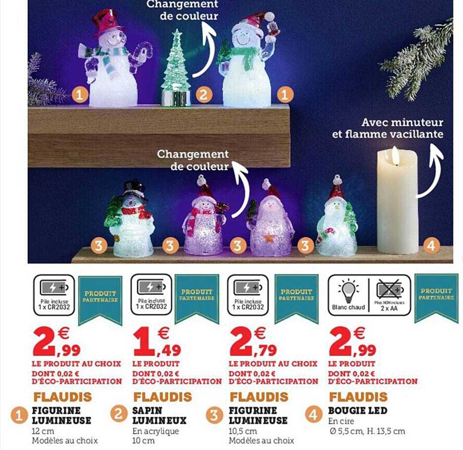 figurine lumineuse flaudis, sapin lumineux flaudis, figurine lumineuse flaudis, bougie led flaudis