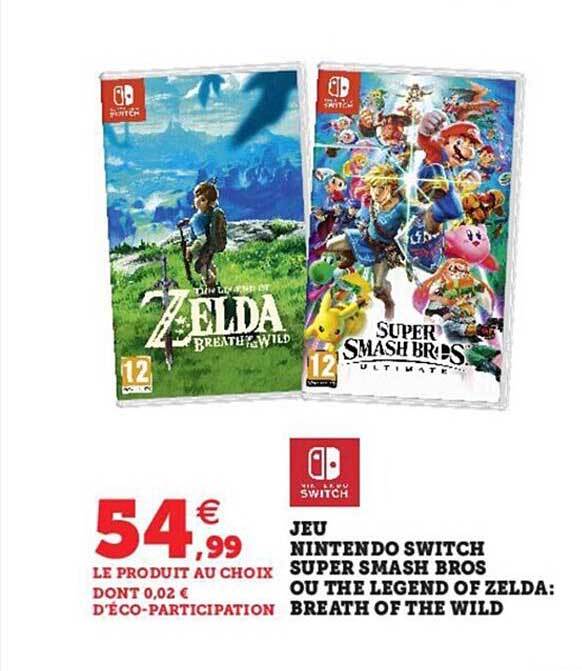 jeu nintendo switch super smash bros ou the legend of zelda : breath of the wild