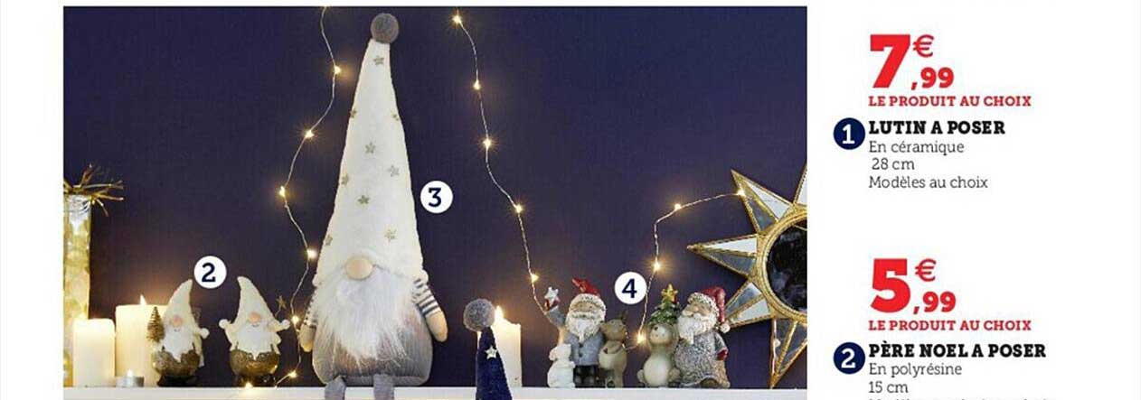 lutin à poser, père noël à poser