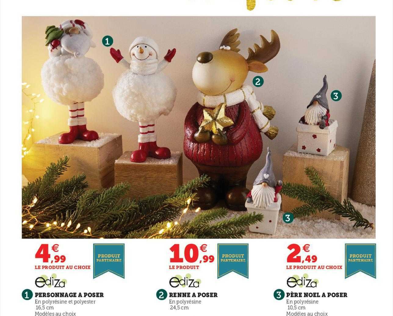 personnage à poser ediza, renne à poser ediza, père noël à poser ediza