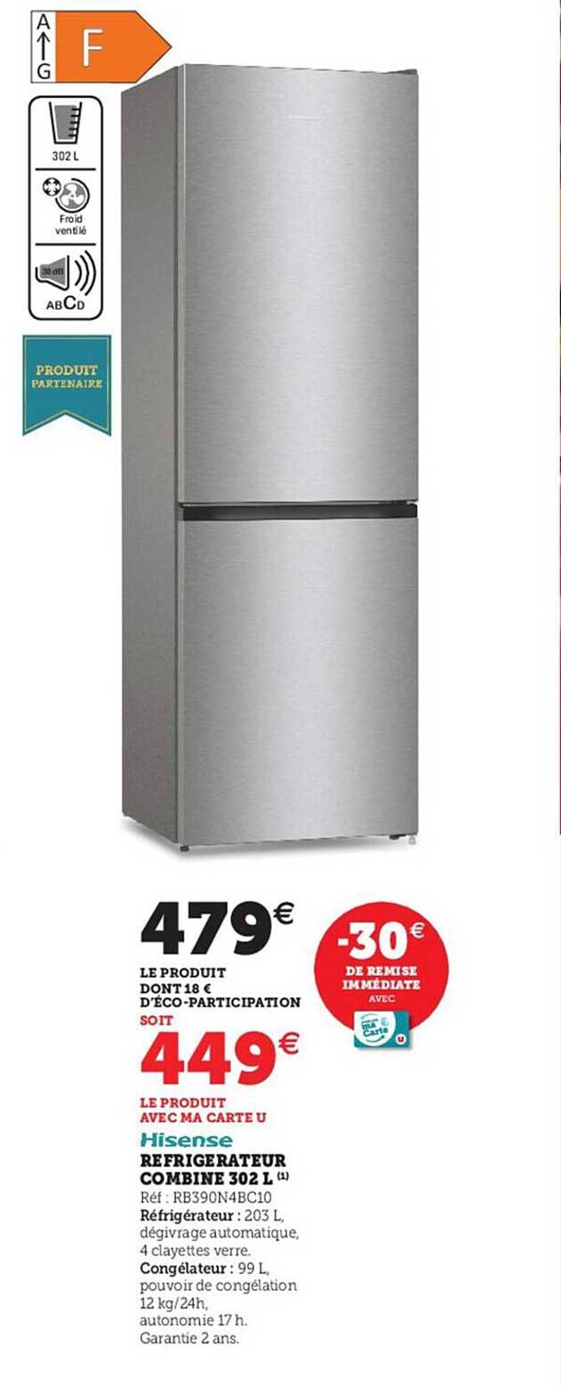 Réfrigérateur Combiné 302l Hisense