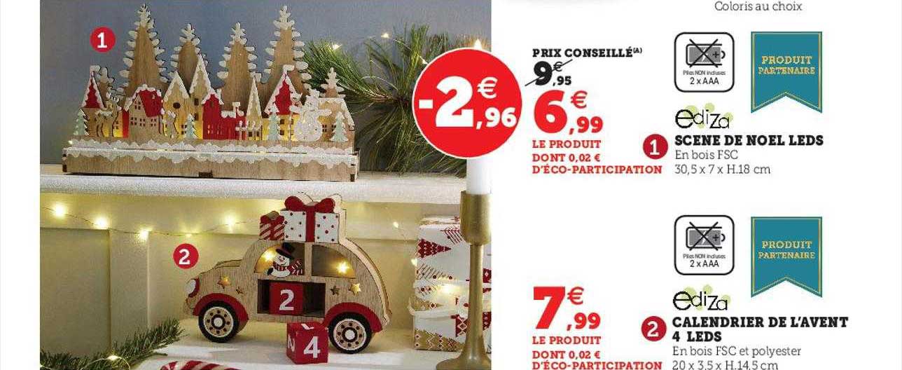 scène de noël leds ediza, calendrier de l'avent 4 leds ediza