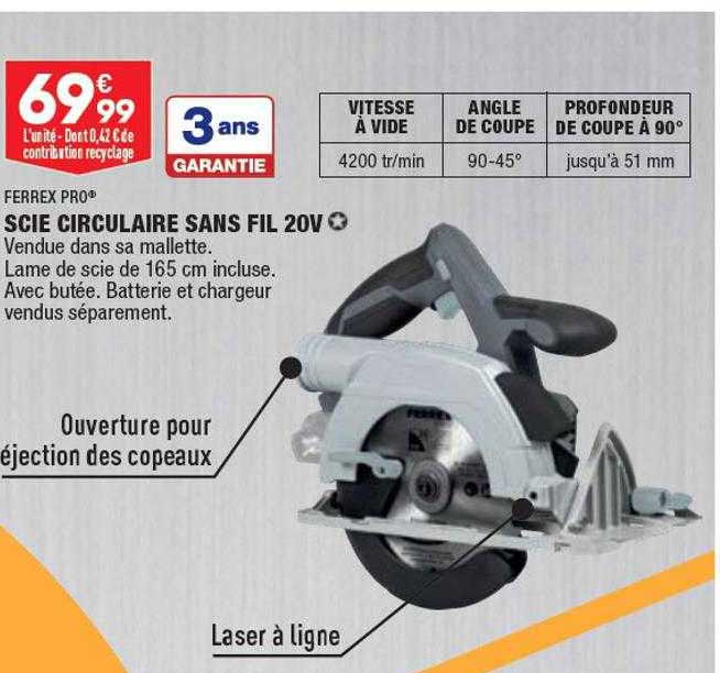 Scie Circulaire Sans Fil 20v Ferrex Pro