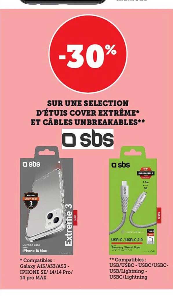 sélection d'étuis cover extrême et câbles unbreakables o sbs