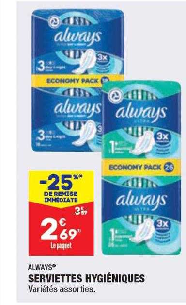serviettes hygiéniques always