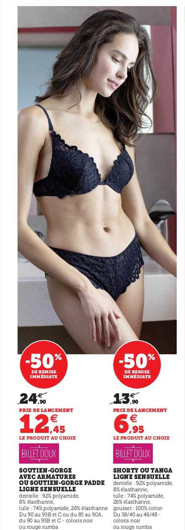 Soutien-gorge Avec Armatures Ou Soutien-gorge Padde Ligne Sensuelle Billet Doux, Shorty Ou Tanga Ligne Sensuelle Billet Doux