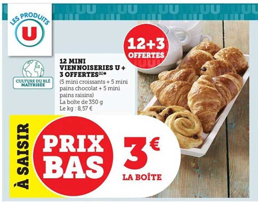 12 mini viennoiseries u + 3 offertes